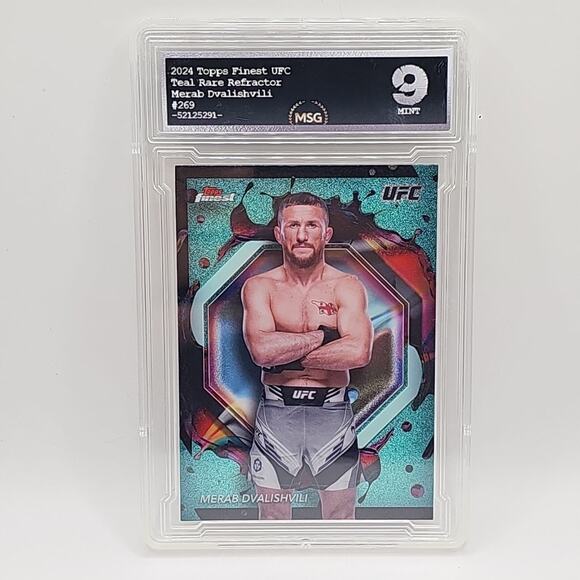 Merab Dvalishvili 2024 UFC Topps Finest RARE Aqua Glitter #269 Graded 9 Mint - Picture 1 of 2